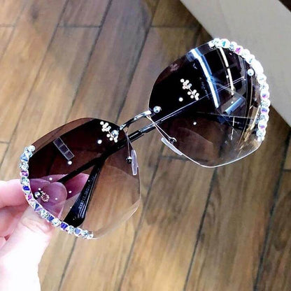 Rimless Rhinestone Sunglasses