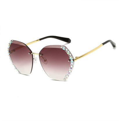 Rimless Rhinestone Sunglasses