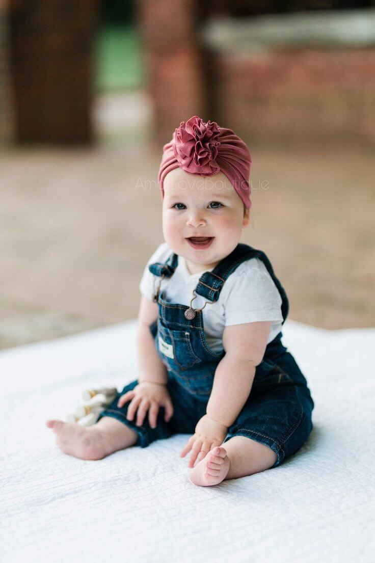Ruche Top Baby Turban Hat