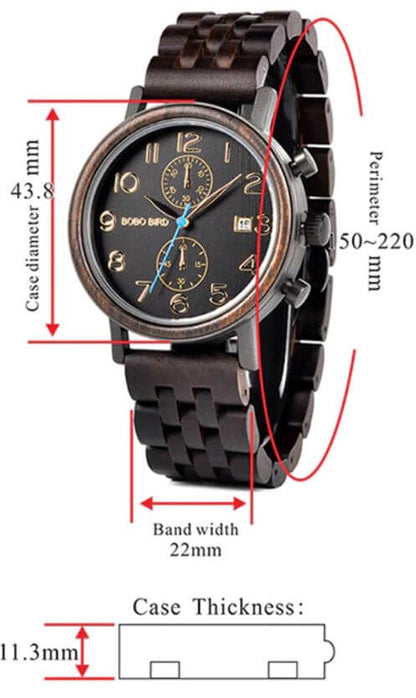 Men's watch in wood and steel