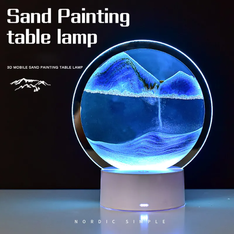 Sand Lamp RGB High Quality Glass Hypnotising Decoration 15 cm