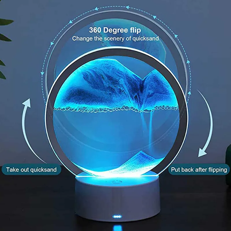 Sand Lamp RGB High Quality Glass Hypnotising Decoration 15 cm