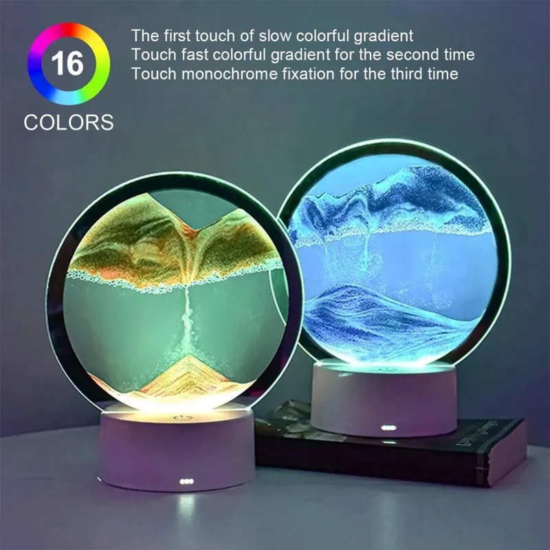 Sand Lamp RGB High Quality Glass Hypnotising Decoration 15 cm