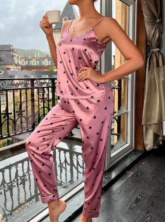 Satin look pyjama set for women