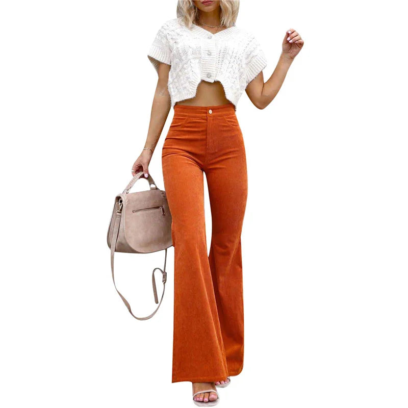 Women's Corduroy Flared Trousers