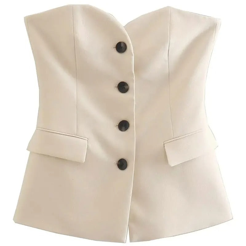 Set with off-shoulder tubetop and trousers for women