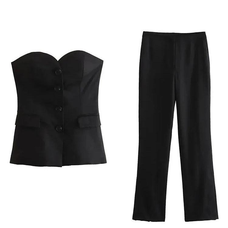 Set with off-shoulder tubetop and trousers for women