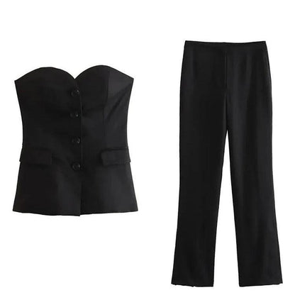 Set with off-shoulder tubetop and trousers for women
