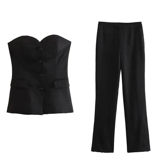 Set with off-shoulder tubetop and trousers for women
