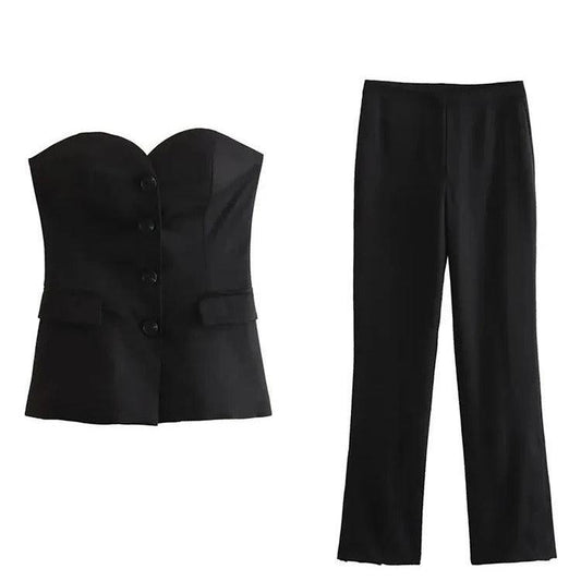 Set with off-shoulder tubetop and trousers for women