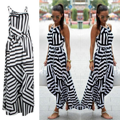 Sexy Boho Striped Maxi Dress