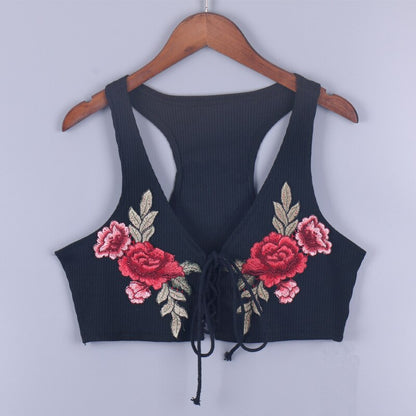 Sexy Retro Embroidered Strappy Top