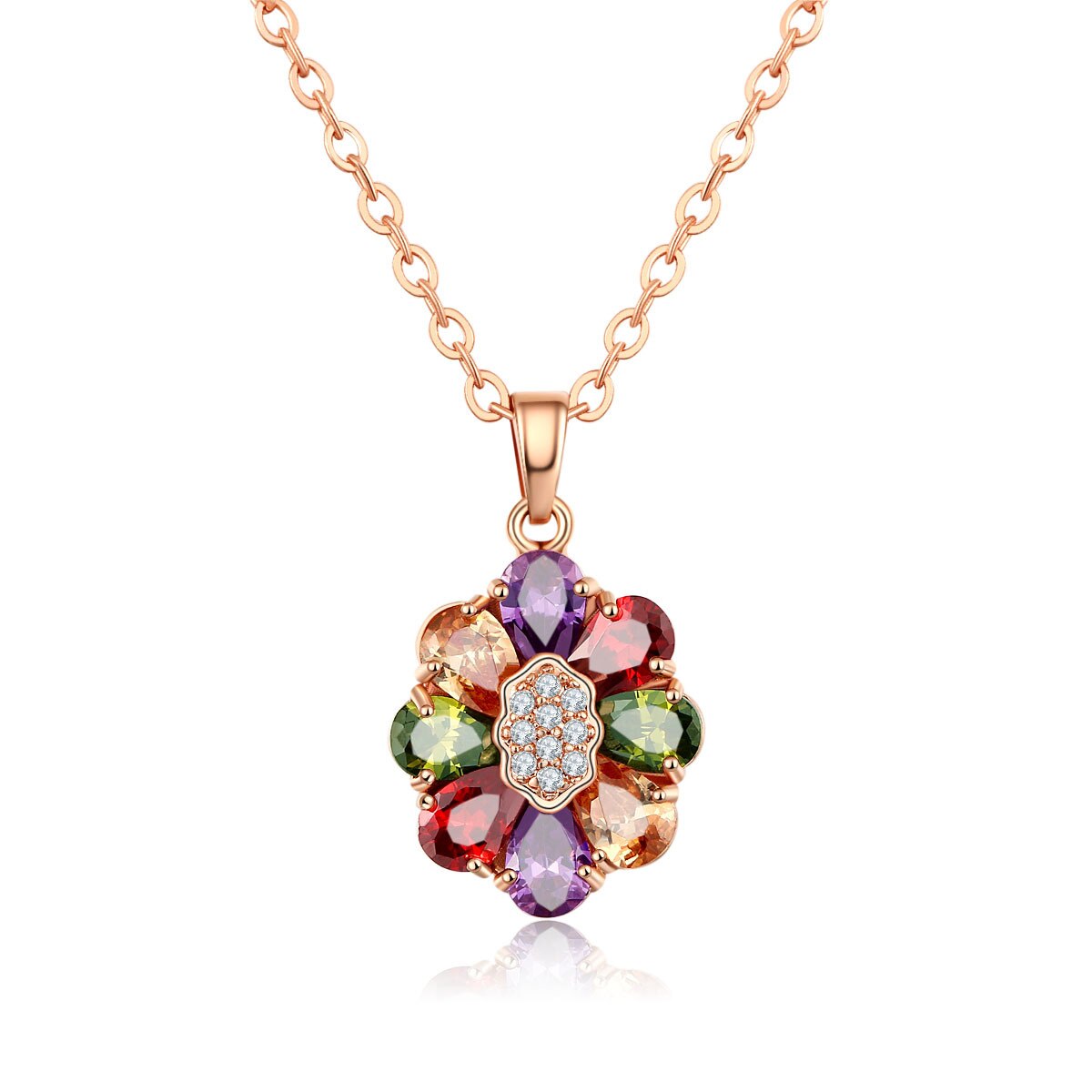 Shimmering Zirconia Flower Necklace