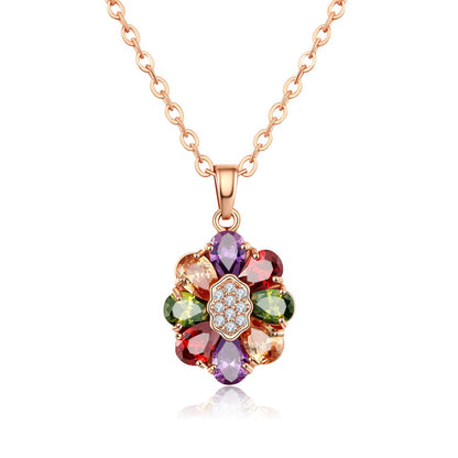 Shimmering Zirconia Flower Necklace