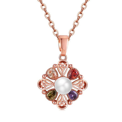 Shimmering Zirconia Flower Necklace