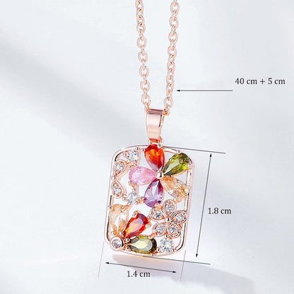 Shimmering Zirconia Flower Necklace