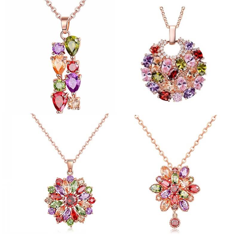 Shimmering Zirconia Flower Necklace