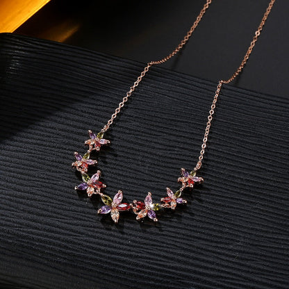 Shimmering Zirconia Flower Necklace