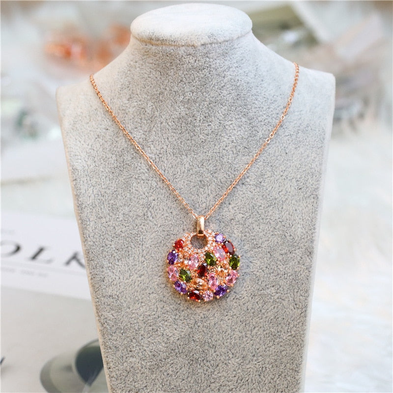 Shimmering Zirconia Flower Necklace
