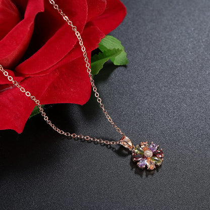 Shimmering Zirconia Flower Necklace