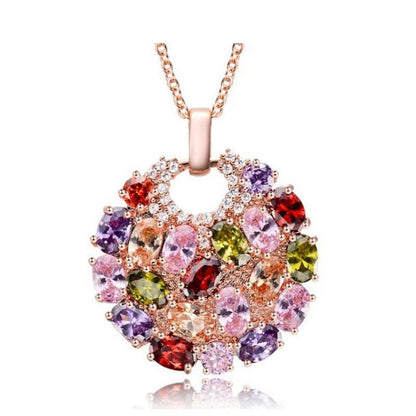 Shimmering Zirconia Flower Necklace