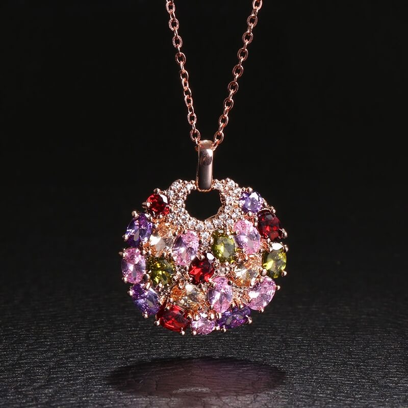 Shimmering Zirconia Flower Necklace