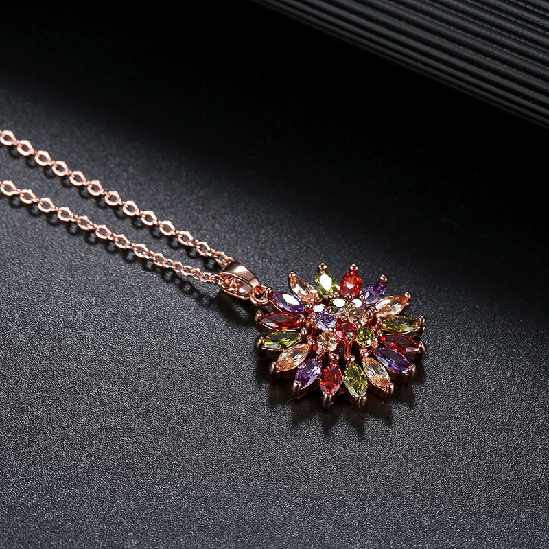 Shimmering Zirconia Flower Necklace