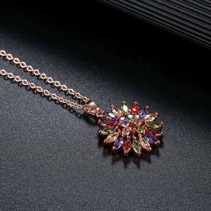Shimmering Zirconia Flower Necklace