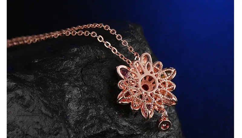 Shimmering Zirconia Flower Necklace