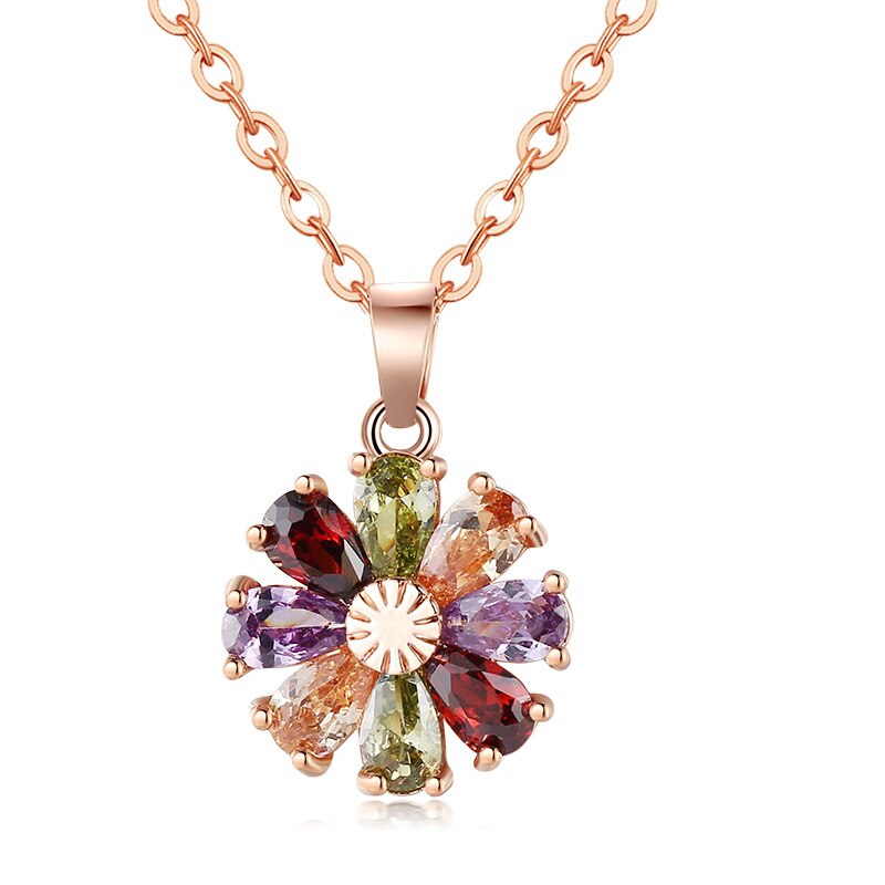 Shimmering Zirconia Flower Necklace