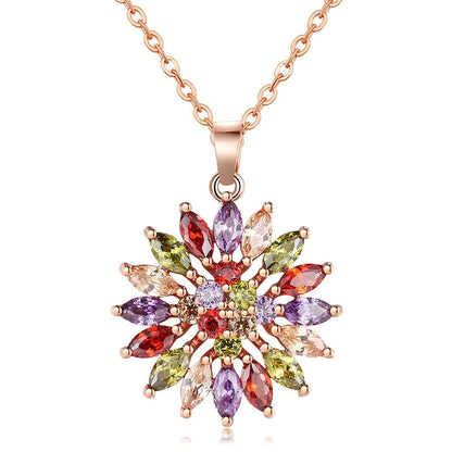 Shimmering Zirconia Flower Necklace