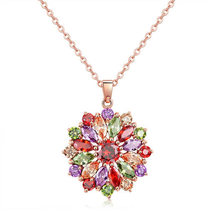 Shimmering Zirconia Flower Necklace
