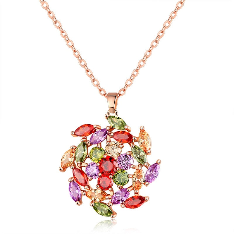 Shimmering Zirconia Flower Necklace