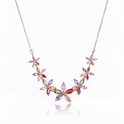 Shimmering Zirconia Flower Necklace