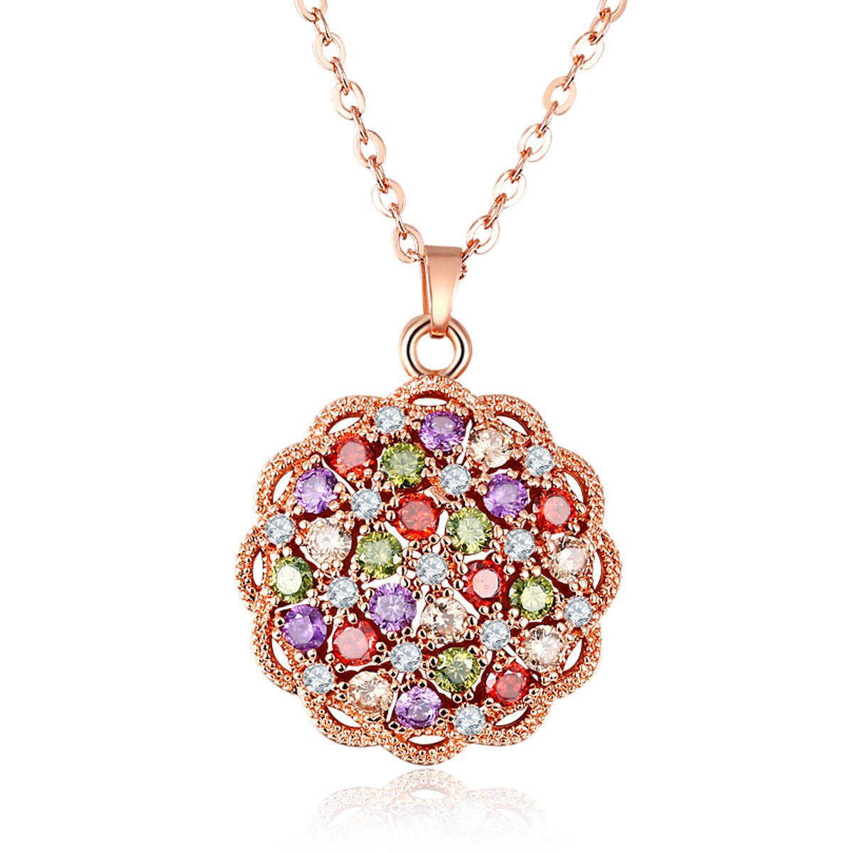 Shimmering Zirconia Flower Necklace