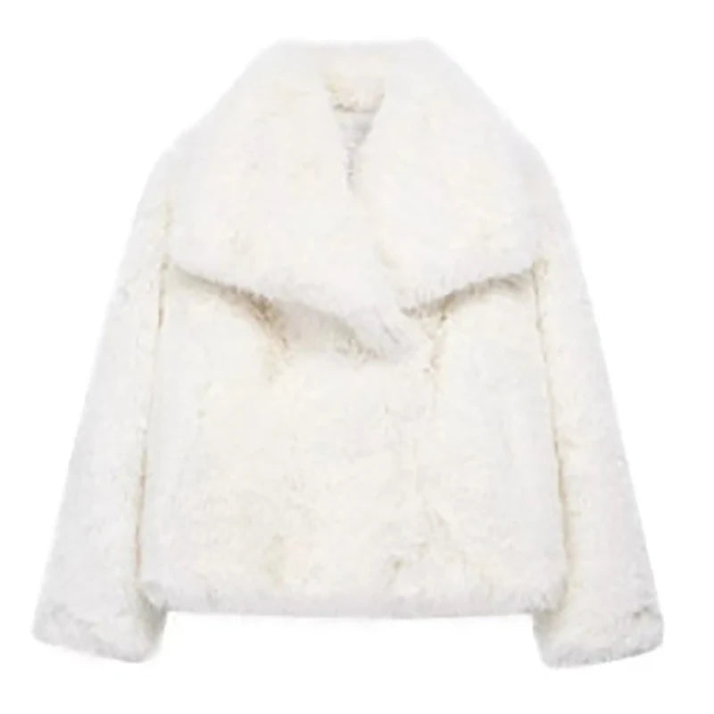 Short Women's Jacket Trendy Faux Fur for Autumn and Winter