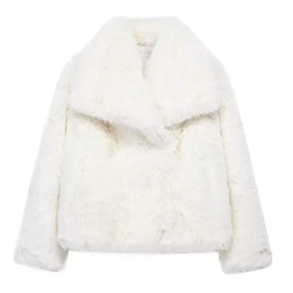 Short Women's Jacket Trendy Faux Fur for Autumn and Winter