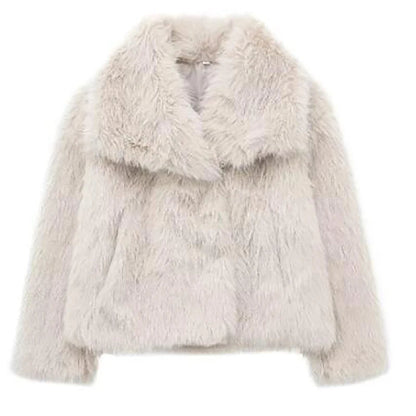 Short Women's Jacket Trendy Faux Fur for Autumn and Winter