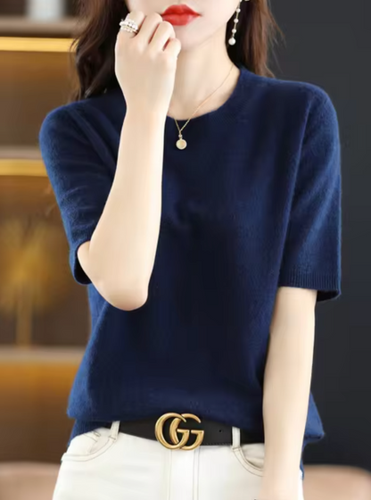 Short-sleeved Soft Pullover for Women