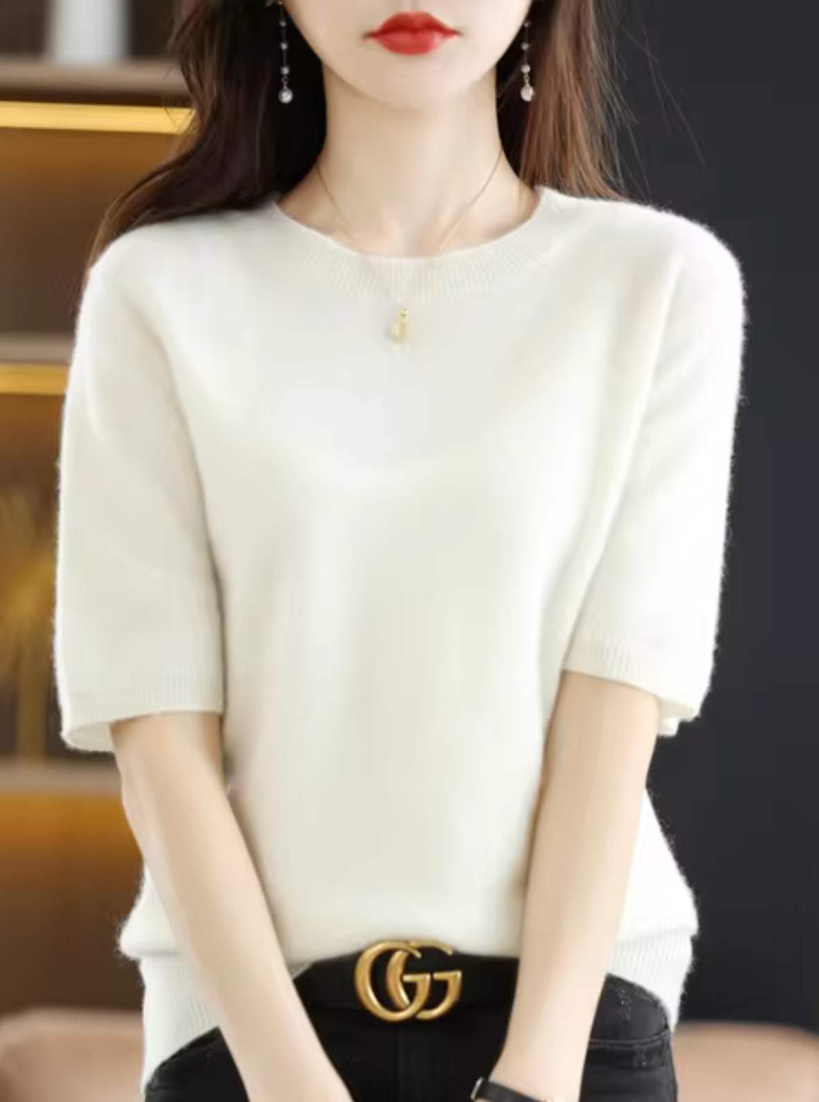 Short-sleeved Soft Pullover for Women