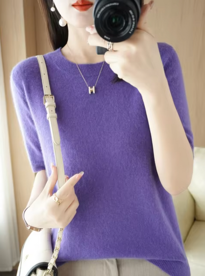 Short-sleeved Soft Pullover for Women