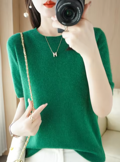 Short-sleeved Soft Pullover for Women