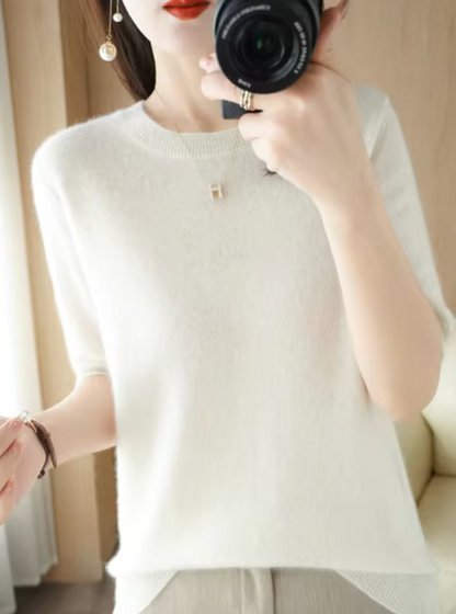 Short-sleeved Soft Pullover for Women