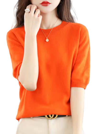 Short-sleeved Soft Pullover for Women