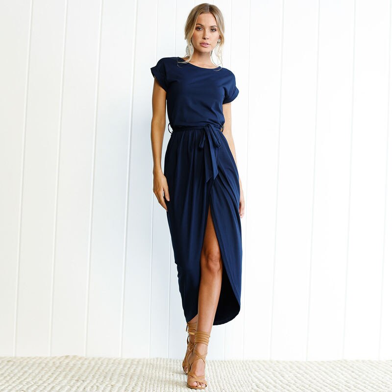 Short-sleeved maxi dress