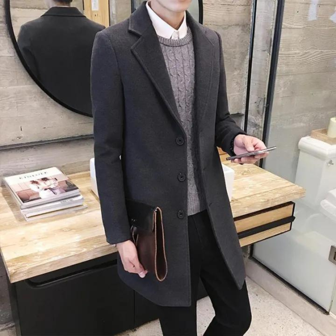 Slim Fit Winter Coat Trench Coat For Men Business Style