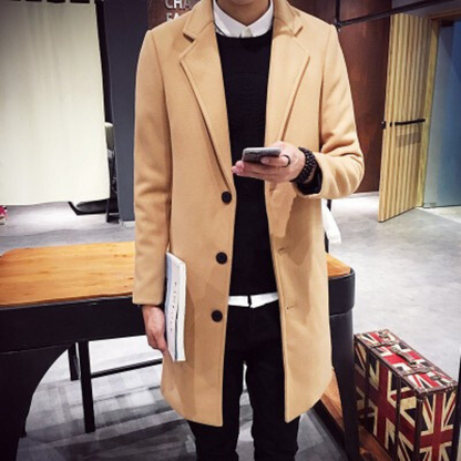 Slim Fit Winter Coat Trench Coat For Men Business Style