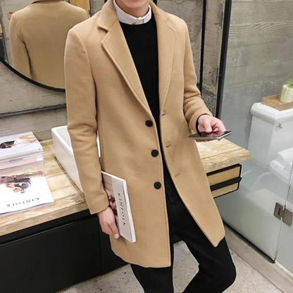 Slim Fit Winter Coat Trench Coat For Men Business Style