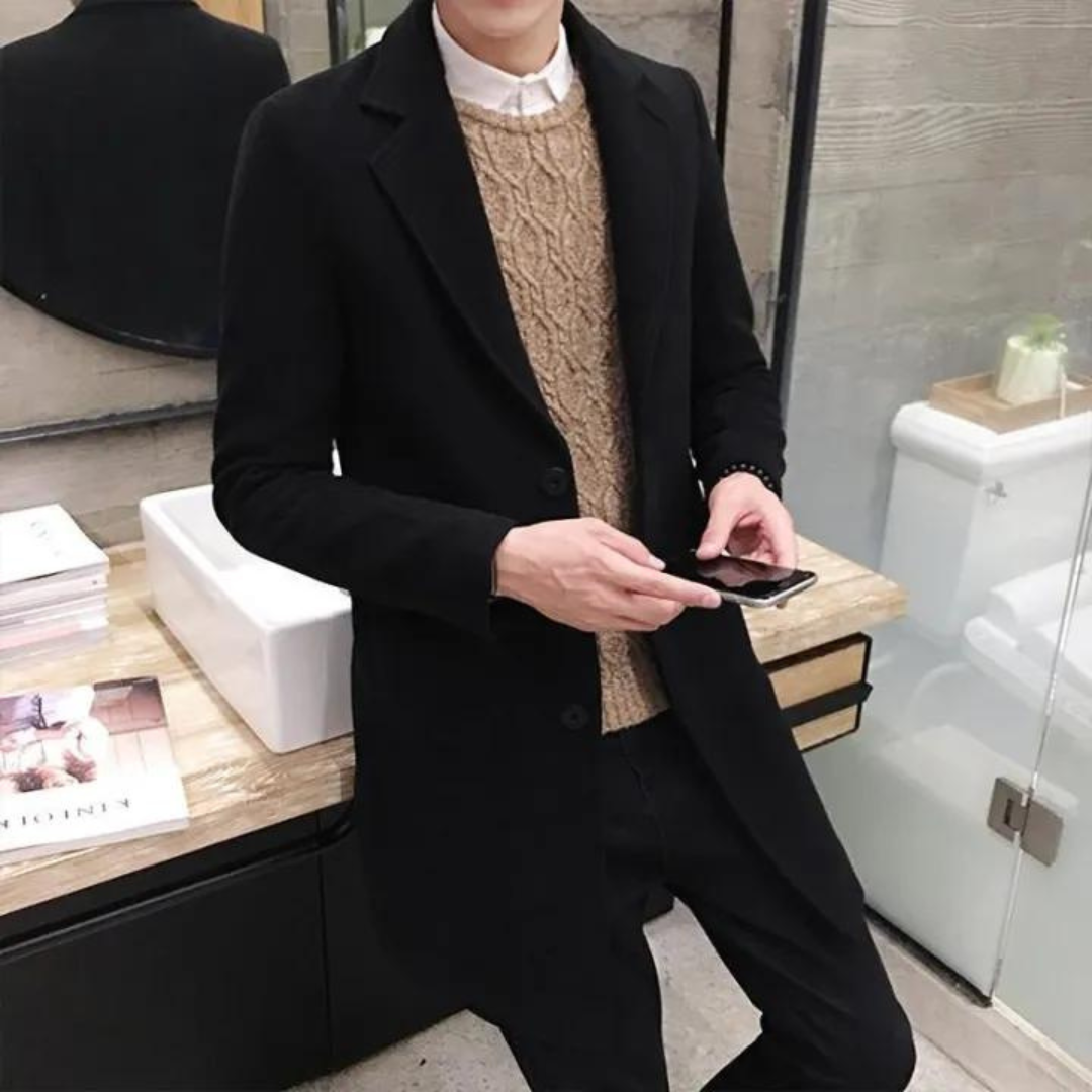 Slim Fit Winter Coat Trench Coat For Men Business Style