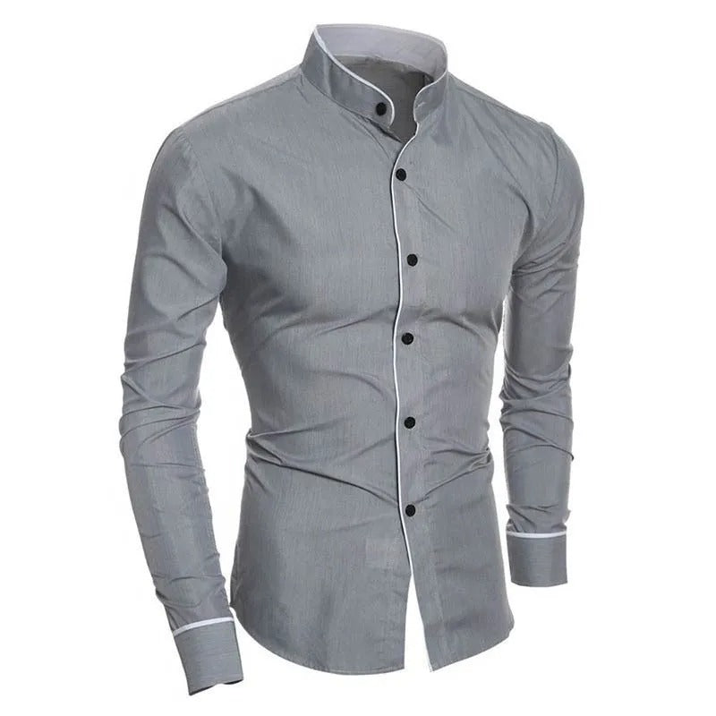 Slim-fit men's long-sleeved blouse